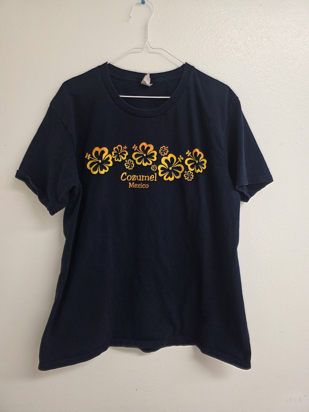 Navy Short-Sleeve Tee with Yellow Floral Cozumel Graphic (0700)